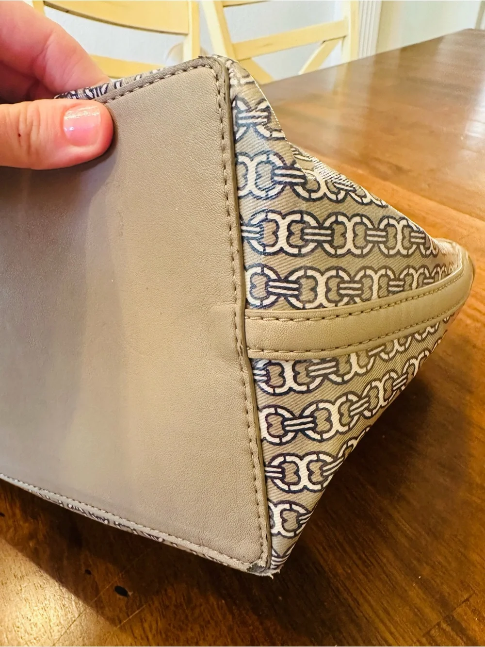 Tory Burch Gray and Navy Gemini Link Tote